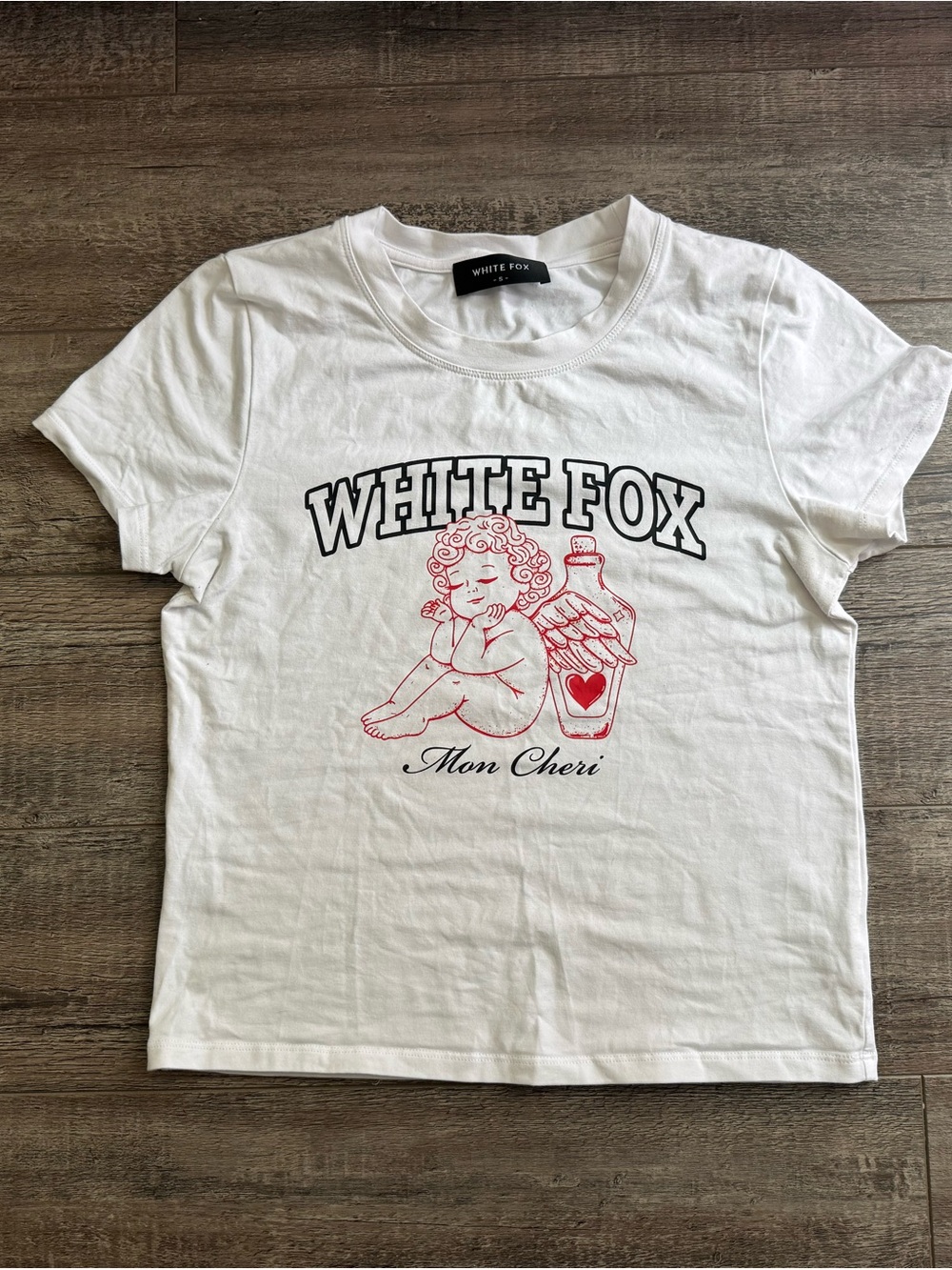 White Fox Boutique White Mon Cheri Baby Tee Size Small
